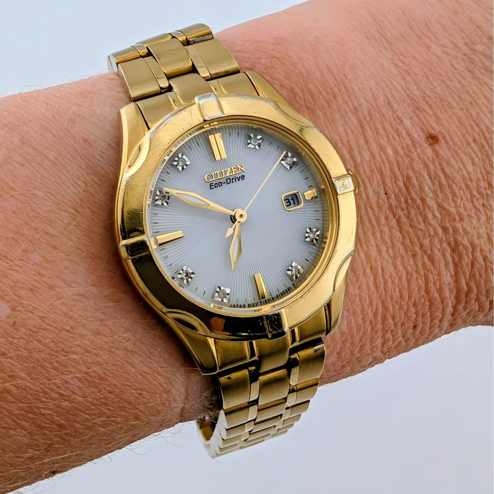 Citizen Silhouette Sport Eco-Drive Diamond Gold-Tone Watch E013-S090300 7.25